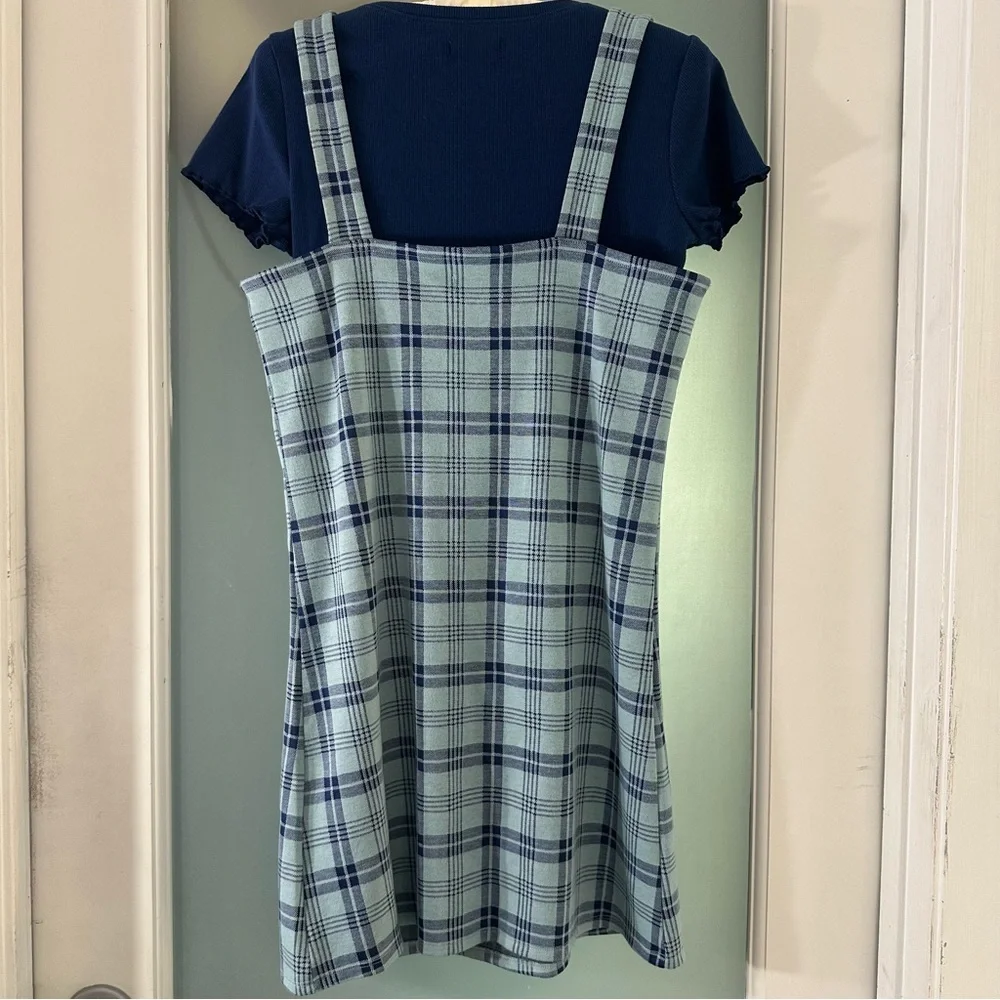 SO Blue Plaid Dress wi Navy Tee set